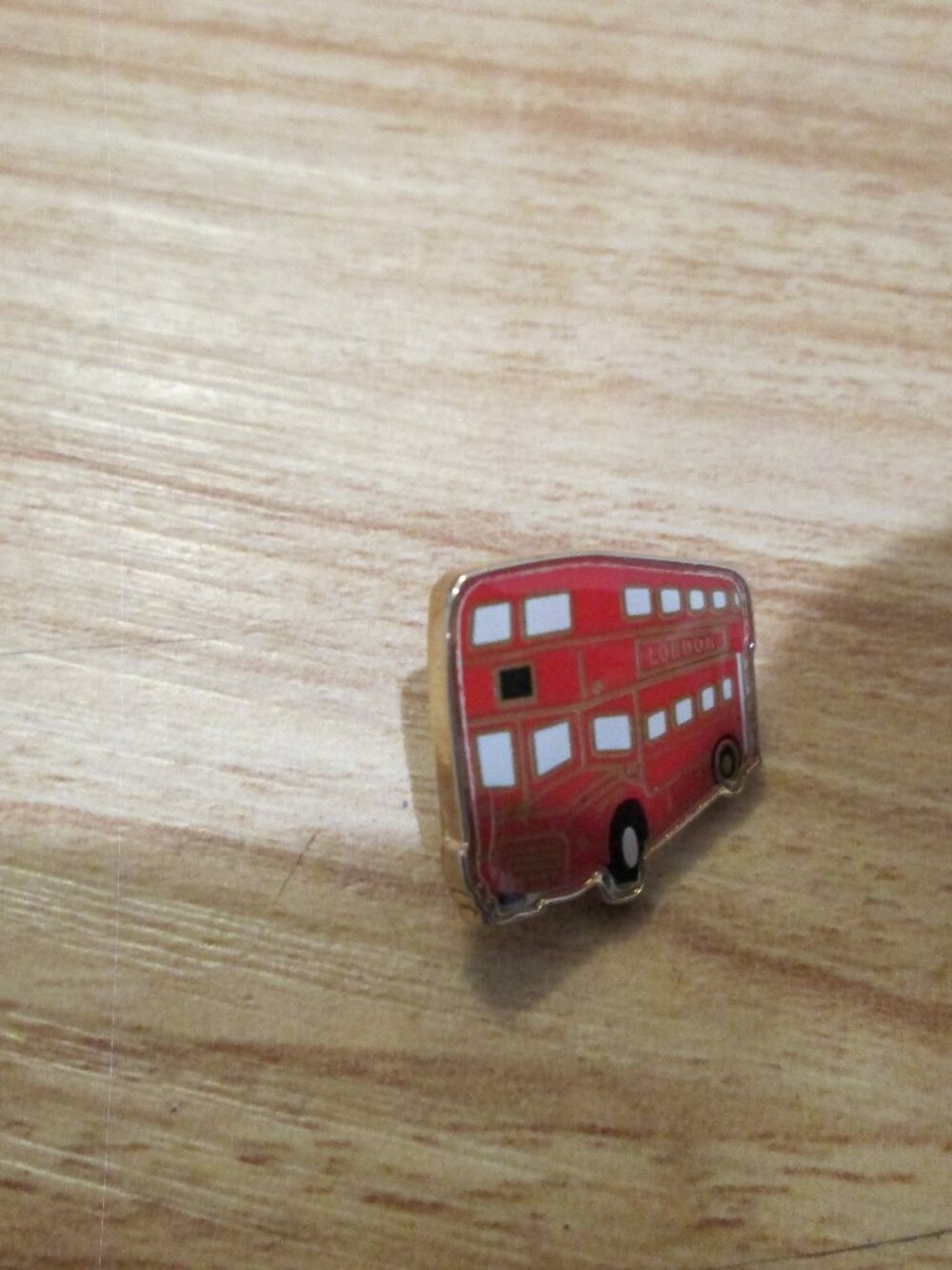 Burberry Designer London Double Decker Bus Red Enamel Metal Backed Lapel Pin
